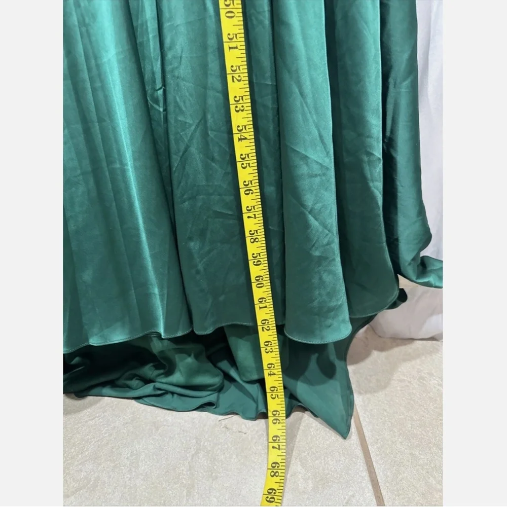 NEW IEENA Mac Duggal [ 16‎ ] Long Sleeve V-Neck A-Line Gown Emerald Green - Picture 6 of 16